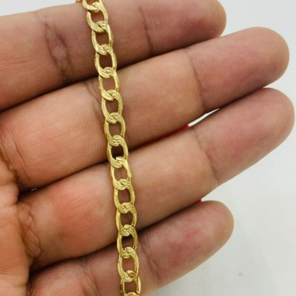 Gold Bracelet Cuban Link 8 inch for Mens Cuban Curb bracelet Pulsera Cuban Oro - Picture 4 of 8